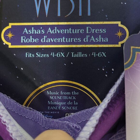 Disney NEW Girl's Purple Belt Long Sleeve Wish Asha's Adventure Midi Dress 4-6X - Picture 7 of 7